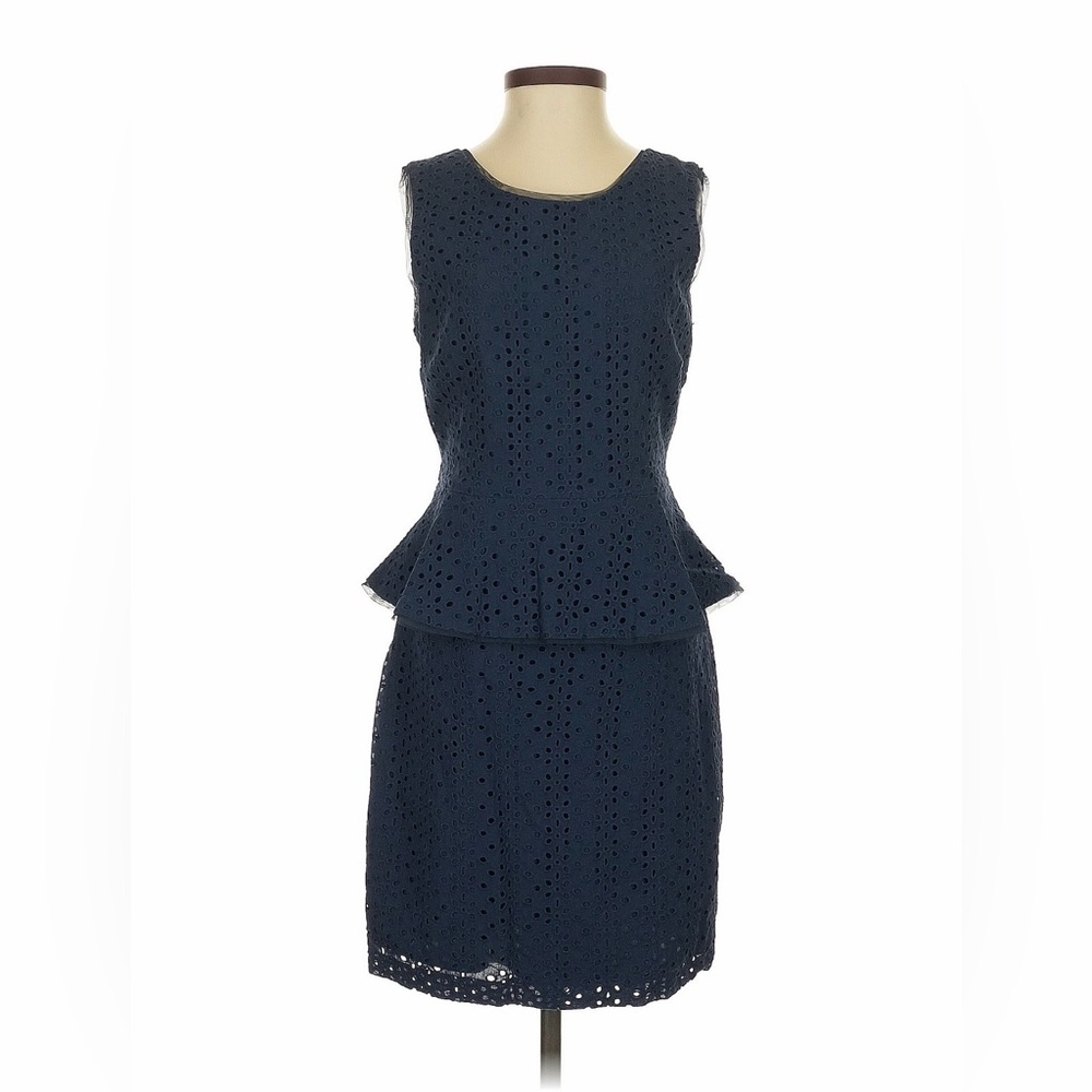 Vintage 90’s BCBG Paris Navy Eyelet Peplum Mini Dress